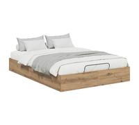 YUOTYRKTEJRSG Handcrafted Oak Ottoman Bed Frame 140x200 cm - Modern Upholstered Storage Bed with Gas Lift Mechanism, Easy Assembly, No Box Spring Needed, for Bedroom, Guest Room