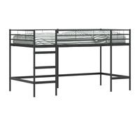YUOTYRKTEJRSG Kids Loft Bed Frame Black 79.5x200 cm Steel Space-Saving Design with Wall-Mounted Headboard for Small Bedrooms
