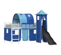 YUOTYRKTEJRSG Kids Loft Bed Frame with Slide Tent Tower Arch White Blue 80x200 cm Metal Sturdy Playspace Storage Playful Design for Bedroom Playroom