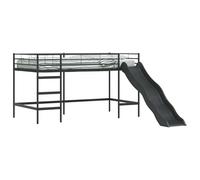 YUOTYRKTEJRSG Kids Loft Bed with Slide Black and Anthracite Metal Frame Fun Play Space Saver for Children Room for Mattress 107x200 cm Easy Assembly