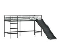 YUOTYRKTEJRSG Kids Loft Bed with Slide Black and Anthracite Metal Frame Space Saving Design for Bedroom Play Area Easy Assembly Mattress Size 100 x 190 cm