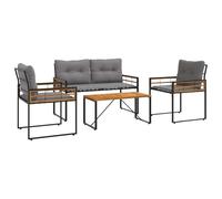 YUOTYRKTEJRSG Legno di Acacia e Acciaio per Esterno Grigio Chiaro 4 Pezzi | Set di Mobili da Esterno con Cuscino 4 Pcs Grigio Chiaro, Salotto da Giardino in Legno di Acacia e Acciaio, Poltroncina con