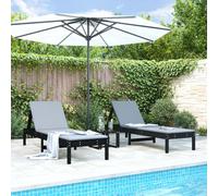 YUOTYRKTEJRSG Lettini Prendisole 2pz Neri 199,5x60x74 cm Legno Massello Pinosedie da esterno sdraio da giardino sedia sdraio da esterno poltrone da giardinoAdatto a patii da giardino