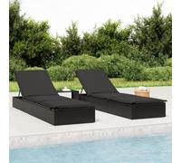 YUOTYRKTEJRSG Lettino 1 pz con Cuscino Nero 201x55x62 cm in Polyrattansedie da esterno sedia sdraio da esterno poltrone da giardino sdraio da giardinoAdatto a patii da giardino