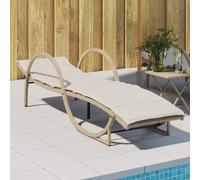 YUOTYRKTEJRSG Lettino Prendisole con Cuscini Beige 60x199x42 cm Polyrattansedie da esterno sdraio da giardino sdraio da esterno poltrone da giardinoAdatto a patii da giardino