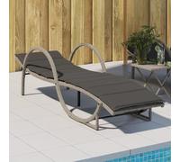 YUOTYRKTEJRSG Lettino Prendisole con Cuscino Grigio 60x199x42cm in Polyrattanpoltrone da giardino sdraio da giardino sedie da esterno sdraio da esternoAdatto a patii da giardino