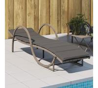 YUOTYRKTEJRSG Lettino Prendisole con Cuscino Grigio 60x199x42cm in Polyrattansdraio da giardino sedie da esterno sdraio da esterno poltrone da giardinoAdatto a patii da giardino