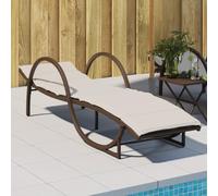 YUOTYRKTEJRSG Lettino Prendisole con Cuscino Marrone 60x199x42 cm Polyrattanpoltrone da giardino sdraio da giardino sedia sdraio da esterno sdraio da esternoAdatto a patii da giardino