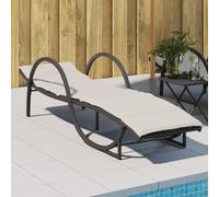 YUOTYRKTEJRSG Lettino Prendisole con Cuscino Nero 60x199x42 cm in Polyrattanpoltrone da giardino sdraio da esterno sedia sdraio da esterno sdraio da giardinoAdatto a patii da giardino