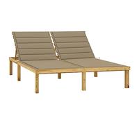 YUOTYRKTEJRSG Lettino Prendisole Doppio con Cuscini Beige in Pino Impregnatopoltrone da giardino sedie da esterno sedia sdraio da esterno sdraio da giardinoAdatto a patii da giardino