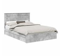 YUOTYRKTEJRSG Letto con Contenitore con Testiera Grigio Cemento Storage Bed Frame with Drawers 150x200 cm Engineered Wood King Size Bed with Slatted Base for Modern Bedroom