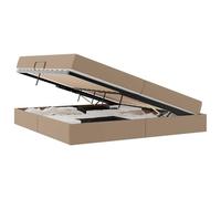 YUOTYRKTEJRSG Letto con Contenitore e Materasso 2 Pcs Cappuccino Pelle Upholstered Storage Bed Frame with Black Metal Structure Engineered Wood Queen Size Modern Design Bedroom Furniture