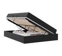 YUOTYRKTEJRSG Letto con contenitore e materasso 2 pcs Nero Pelle Modern Storage Bed Frame with Mattress Black Faux Leather Upholstered Metal Construction Space Saving Bedroom Furniture Set