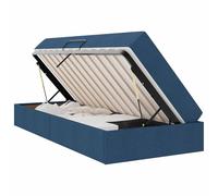 YUOTYRKTEJRSG Letto con Contenitore e Materasso Blu 90x190 cm Singolo Corto con Sollevamento Idraulico con Base a Doghe in Metallo per Piccole Camere da Letto con Ampio Spazio di Stoccaggio