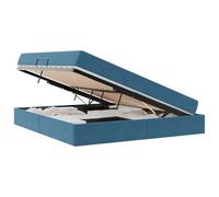 YUOTYRKTEJRSG Letto con Contenitore e Materasso Blu Scuro 160 x 200 cm Storage Bed Frame with Velvet Upholstered Headboard and Mattress Included for Bedroom Guest Room Modern Design