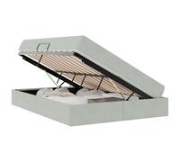 YUOTYRKTEJRSG Letto con Contenitore e Materasso Grigio Chiaro 140x190 cm Moderno Design Storage Bed Frame with Luxury Velvet Mattress Box Spring for Bedroom Guest Room