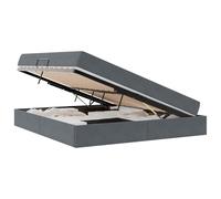 YUOTYRKTEJRSG Letto con Contenitore e Materasso Grigio Scuro 180x200 cm Modern Storage Bed Frame with Velvet Upholstered Headboard and Spring Mattress for Bedroom Guest Room Maximise Space