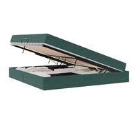 YUOTYRKTEJRSG Letto con Contenitore e Materasso Verde Scuro 200 x 200 cm Storage Bed Frame with Velvet Upholstered Headboard and Memory Foam Mattress for Bedroom Living Room