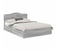 YUOTYRKTEJRSG Letto con Contenitore e Testiera Grigio Sonoma 160 x 200 cm Struttura King Size con Cassetti Contenitori per Risparmio Spazio Camera da Letto Moderna