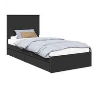 YUOTYRKTEJRSG Letto con Contenitore Nero 100 x 200 cm Legno Multistrato Singolo con Cassetti e Testiera Design Moderno Struttura con Contenitore per Camera da Letto