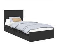 YUOTYRKTEJRSG Letto con Contenitore Nero 90 x 190 cm Legno Multistrato Storage Bed Frame with Drawer Engineered Wood Single Bed Modern Design with Headboard Easy Assembly Durable Slim Nightstand