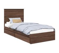 YUOTYRKTEJRSG Letto with Storage Drawer and Headboard Rustic Brown Engineered Wood Frame Single Bed 75x190cm Modern Minimalist Design with Slatted Base for Mattress Breathability