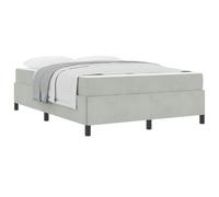 YUOTYRKTEJRSG Light Grey Fabric Upholstered Bed Frame 140 x 200 cm with Pocket Spring Mattress, Engineered Wood Slatted Base, Modern Double Bed for Bedroom, Easy Assembly, 280 kg Weight Capacity