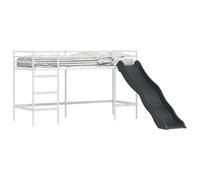 YUOTYRKTEJRSG Loft Bed for Kids with Slide White and Anthracite Metal Frame Space-Saving Design for Bedroom Play Area Easy Assembly Safety Guardrail