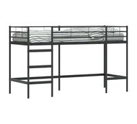 YUOTYRKTEJRSG Loft Bed Frame for Kids Black 74.5 x 190 cm Steel Sturdy Space-Saving Design with Wall-Mounted Headboard Durable Metal Construction Easy Assembly for Bedroom Playroom
