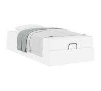 YUOTYRKTEJRSG Modern Bed Frame with High Density Foam Mattress 2pcs White PVC Finish Compact Twin Size 100x200cm Slatted Base Storage Space for Small Bedrooms Simple Design Easy Assembly