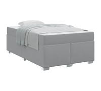 YUOTYRKTEJRSG Modern Light Grey Fabric Bed Frame 120x200 cm with Pocket Sprung Mattress, Upholstered Platform Bed with Engineered Wood Slats, Easy Assembly, 280 kg Capacity for Bedroom Guest Room