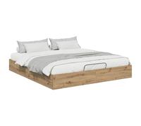 YUOTYRKTEJRSG Modern Ottoman Bed Frame with Gas Lift Storage Engineered Wood Rustic Oak Queen Size 203x160x25 cm Easy Assembly No Box Spring Needed