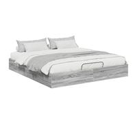 YUOTYRKTEJRSG Modern Ottoman Bed Frame with Gas Lift Storage Sonoma Grey 203x180x25 cm Engineered Wood 240 kg Capacity Easy Assembly No Box Spring Needed