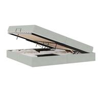 YUOTYRKTEJRSG Modern Storage Bed Frame with Velvet Mattress Grey Grey 200 x 200 cm - Upholstered Platform Bed with Hidden Compartment for Space Saving, Luxury Comfort for Bedroom Furniture