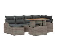 YUOTYRKTEJRSG Modulare impermeabile Poly Rattan 7 pezzi Grigio 65 cm | Set Divano da Giardino 7 pezzi Grigio Poly Rattan Modulare con Contenitore Impermeabile e Cuscini Lavabili per Terrazza e