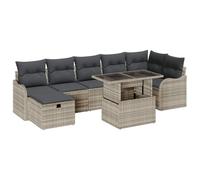 YUOTYRKTEJRSG Polirattan antimuffa Modulare componibile Grigio chiaro | Set Divano da Giardino 8 Pezzi Grigio Chiaro Polyrattan Modulare con Tavolino e Cuscini Impermeabili per Esterno