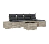 YUOTYRKTEJRSG Polirattan grigio chiaro Modulare con alzata 5 pezzi Acciaio | Set Divano da Giardino 5 pezzi Grigio Chiaro Polyrattan Modulare con Tavolino Alzabile e Contenitore Portaoggetti