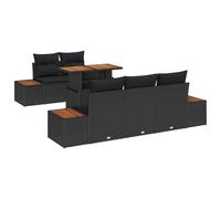 YUOTYRKTEJRSG Polirattan opaco design moderno 6 pezzi Nero | Set Divano da Giardino 6 Pezzi con Contenitore Poly Rattan Nero Modulare con Cuscini e Tavolo per Terrazza con Sedute