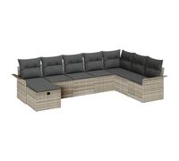 YUOTYRKTEJRSG Poly rattan intrecciato modulare 8 pezzi grigio chiaro | Set Divano da Giardino 8 Posti Grigio Chiaro Poly Rattan Modulare con Cuscini e Contenitore Impermeabile per Terrazza Esterno