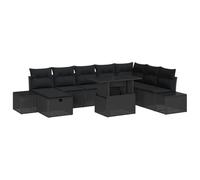 YUOTYRKTEJRSG Poly Rattan Modulare Giardino Salotto 11 Pezzi Nero | Set Divano da Giardino 11 pcs Nero Poly Rattan Modulare con Cuscini e Tavolino per Terrazza Esterno