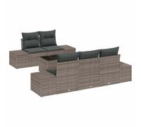 YUOTYRKTEJRSG Polyrattan Antracite 6 pezzi Set Divano da Giardino | Set Divano da Giardino Polyrattan 6 Pezzi con Cuscini Grigio Tavolo Altezza Regolabile Outdoor Terrazza Patio