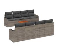 YUOTYRKTEJRSG Polyrattan modulare 8 posti angolo conviviale Grigio 76.4 | Set Divano da Giardino 9 Pezzi Modulare Polyrattan Grigio con Tavolino e Cuscini, Resistente UV per Terrazza e Patio