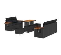YUOTYRKTEJRSG Polyrattan modulare per terrazzo esterno da 8 pezzi nero