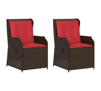 YUOTYRKTEJRSG Polyrattan reclinabile schienale regolabile 2 pz marrone
