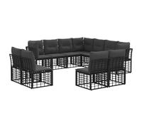 YUOTYRKTEJRSG Polyrattan resistente da esterno modulabile Nero 76 pezzi | Set Divani da Esterno Modulare Nero Poliestere Rattan Resistente alle Intemperie con Cuscini Morbidi per Patio Giardino 11