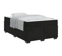 YUOTYRKTEJRSG Queen Size Bed Frame with Mattress Velvet Upholstered Platform Bed 120x190 cm Luxury Upholstered Bedroom Set Engineered Wood Frame with Pocket Spring Mattress Black