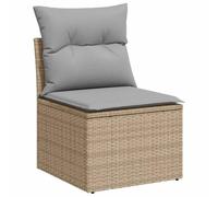 YUOTYRKTEJRSG Rattan Polimerico Modulare con Tavolo Moderno 6 Pezzi Beige | Set Divano da Giardino 6 pcs Beige Poly Rattan con Tavolo, Modulare con Contenitore, Resistente alle Intemperie per Terrazza
