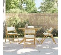 YUOTYRKTEJRSG Sedie da Bistrot Pieghevoli 4 pz Cuscini Bianco Crema in Bambùsdraio da giardino sedia sdraio da esterno sedie da esterno poltrone da giardinoAdatto a patii da giardino