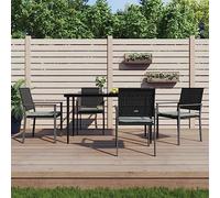 YUOTYRKTEJRSG Sedie da Giardino con Cuscini 4pz Nere 54x62,5x89 cm Polyrattansedie da esterno sdraio da esterno poltrone da giardino sdraio da giardinoAdatto a patii da giardino