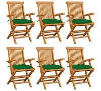YUOTYRKTEJRSG Sedie da Giardino con Cuscini Verdi 6 pz Legno Massello di Teakpoltrone da giardino sdraio da esterno sdraio da giardino sedia sdraio da esternoAdatto a patii da giardino